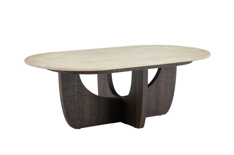 Japandi Couchtisch Torino Travertin Walnuss