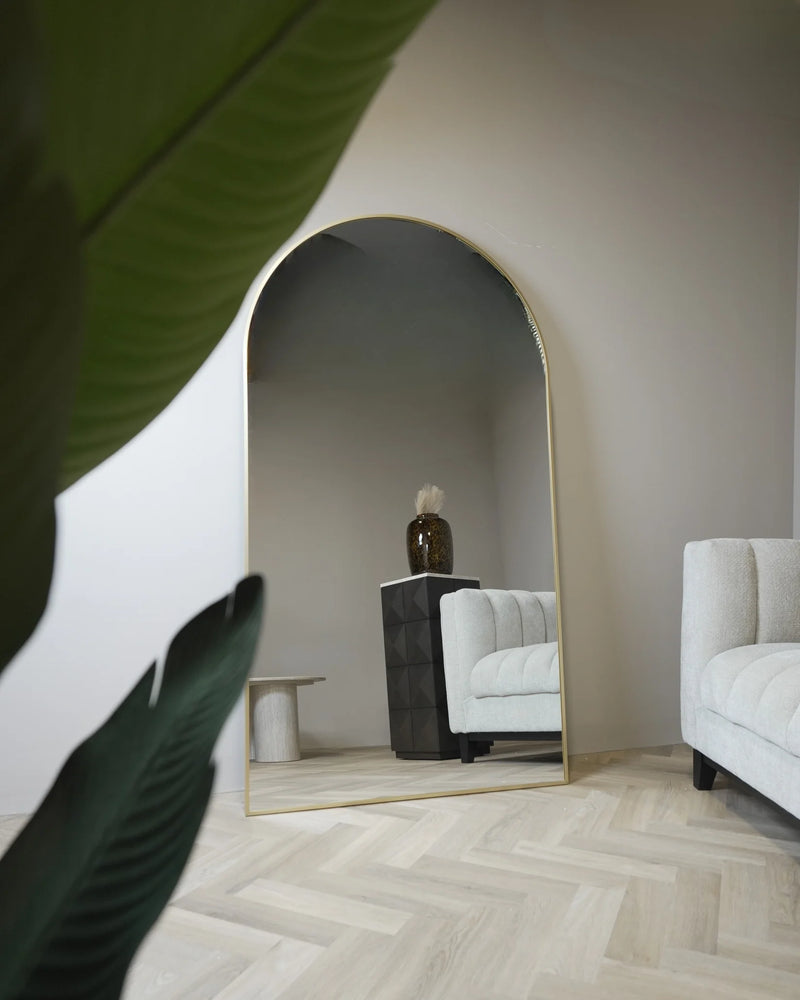 Großer Standspiegel Oval 180x80 cm Gold