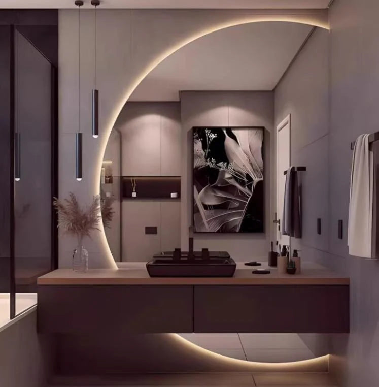 Halbmond Spiegel 160 × 100 cm mit LED Beleuchtung