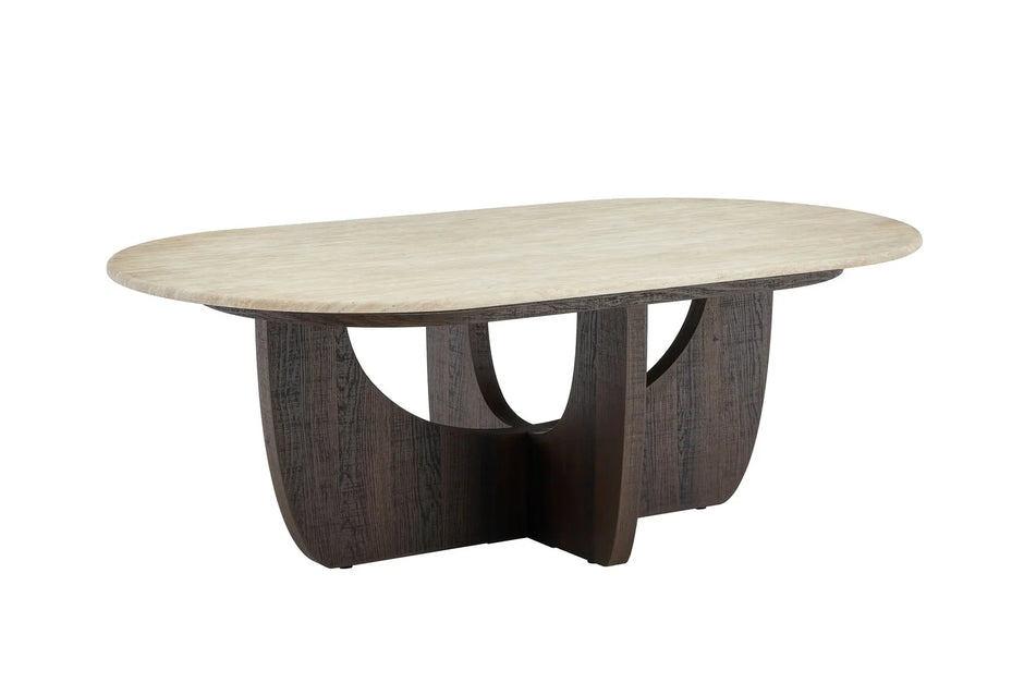 Japandi Couchtisch Torino Travertin Walnuss
