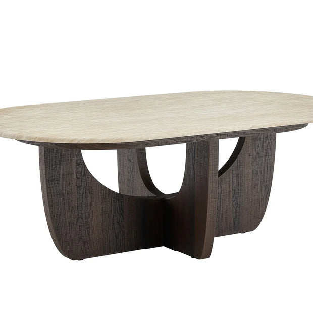 Japandi Couchtisch Torino Travertin Walnuss