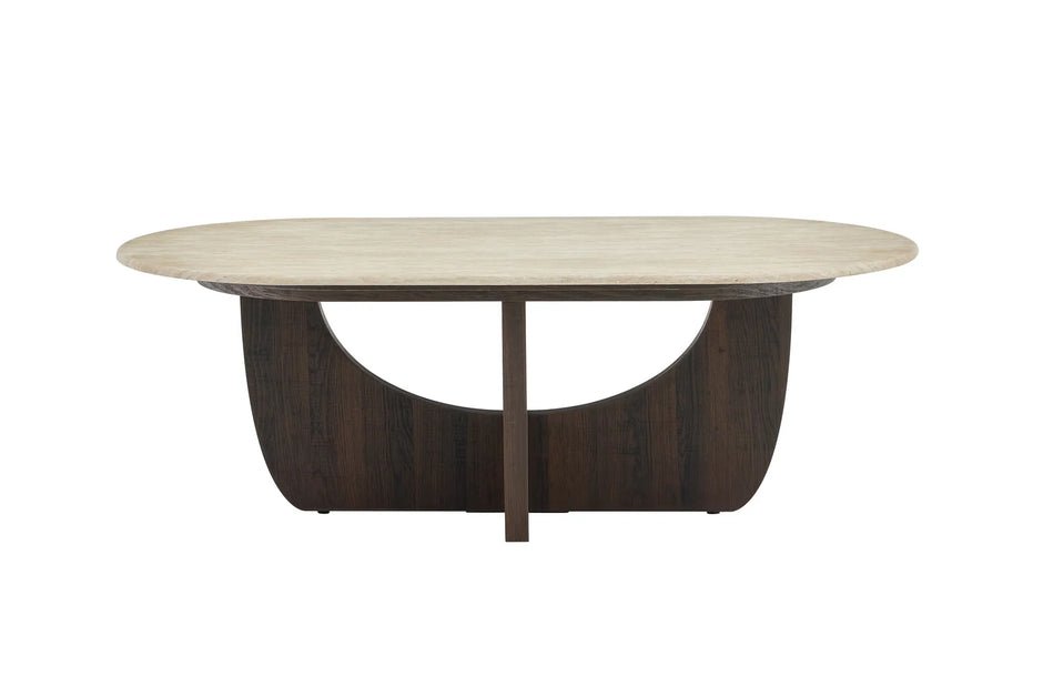Japandi Couchtisch Torino Travertin Walnuss