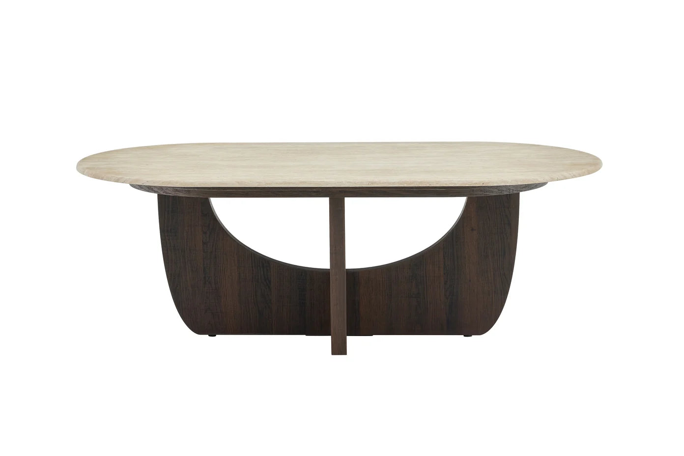 Japandi Couchtisch Torino Travertin Walnuss