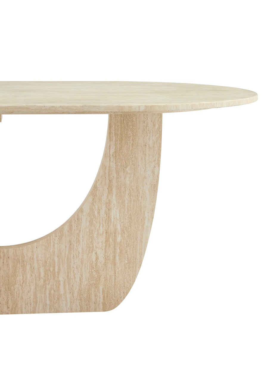 Couchtisch ARMOY Japandi Travertin optik 130 cm