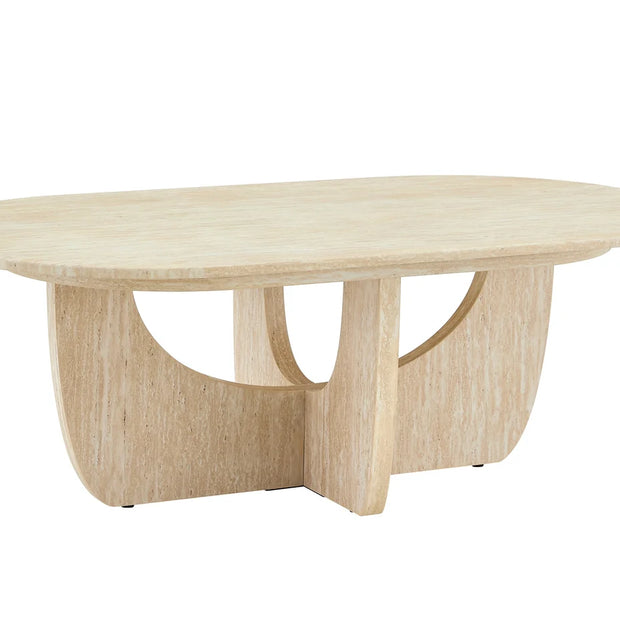 Couchtisch ARMOY Japandi Travertin optik 130 cm
