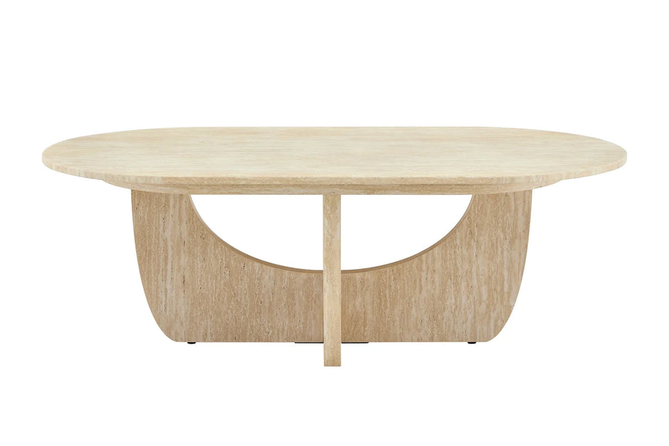 Couchtisch ARMOY Japandi Travertin optik 130 cm