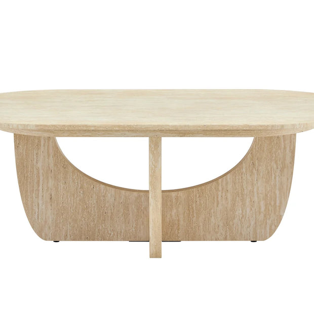 Couchtisch ARMOY Japandi Travertin optik 130 cm