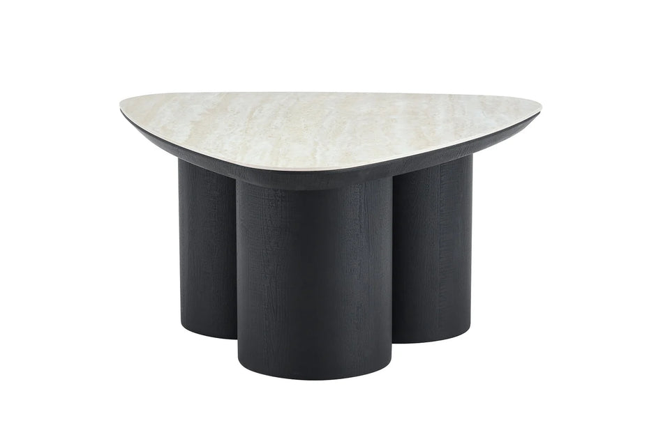 2-in-1 Couchtisch-Set RIMOGNE MDF Keramik Weiß