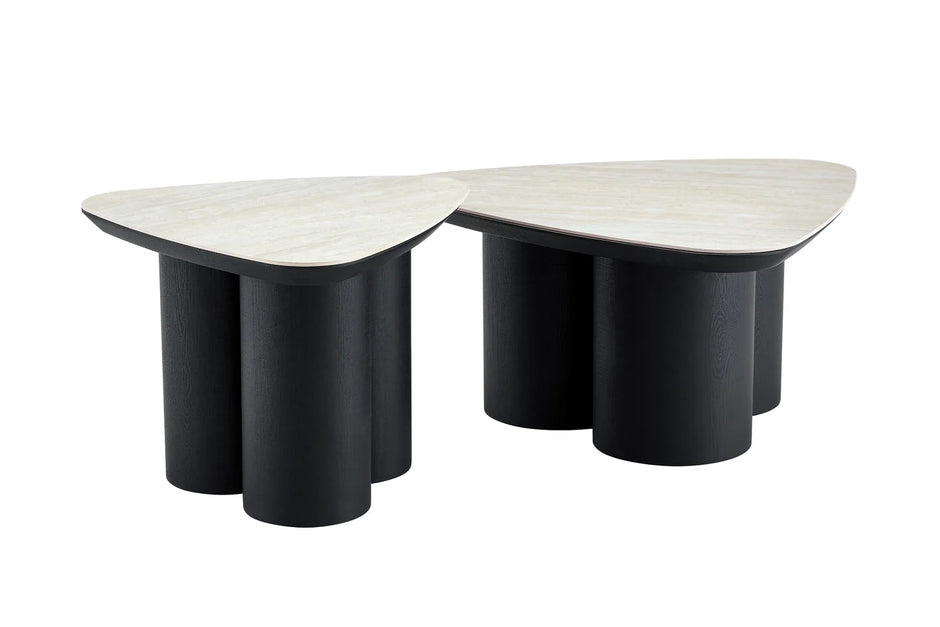 2-in-1 Couchtisch-Set RIMOGNE MDF Keramik Weiß