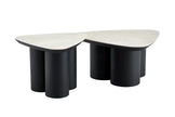 2-in-1 Couchtisch-Set RIMOGNE MDF Keramik Weiß