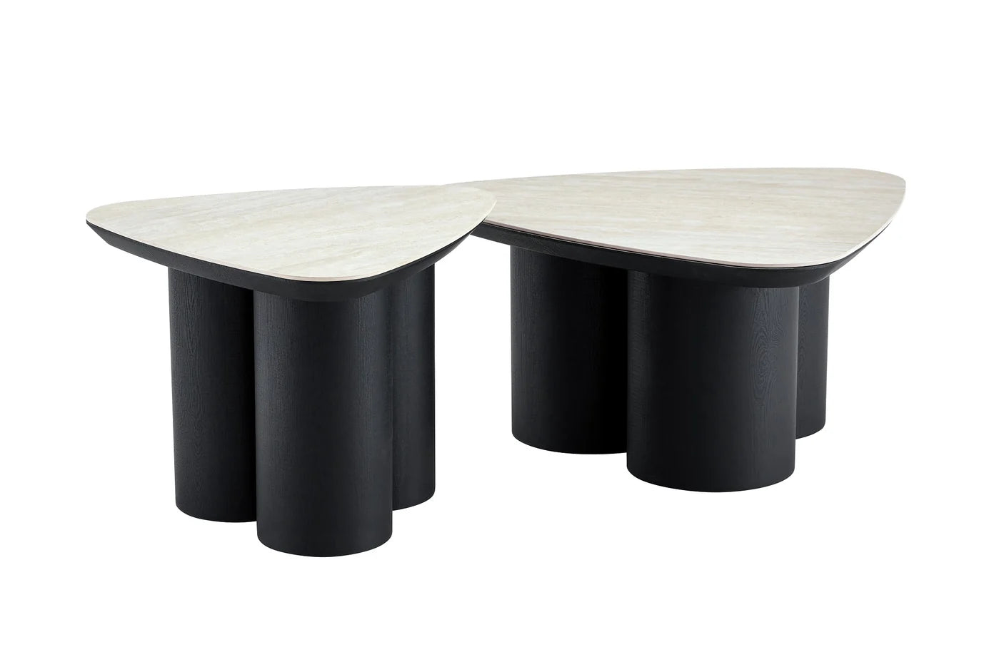2-in-1 Couchtisch-Set RIMOGNE MDF Keramik Weiß
