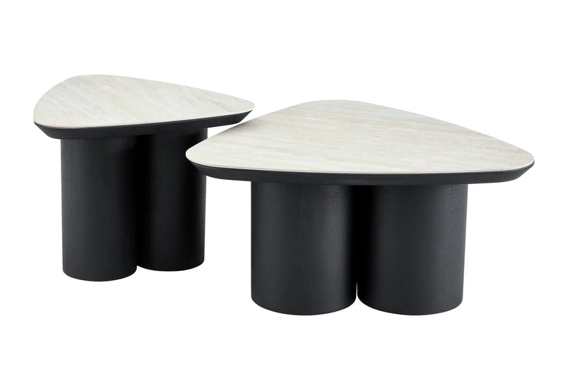 2-in-1 Couchtisch-Set RIMOGNE MDF Keramik Weiß