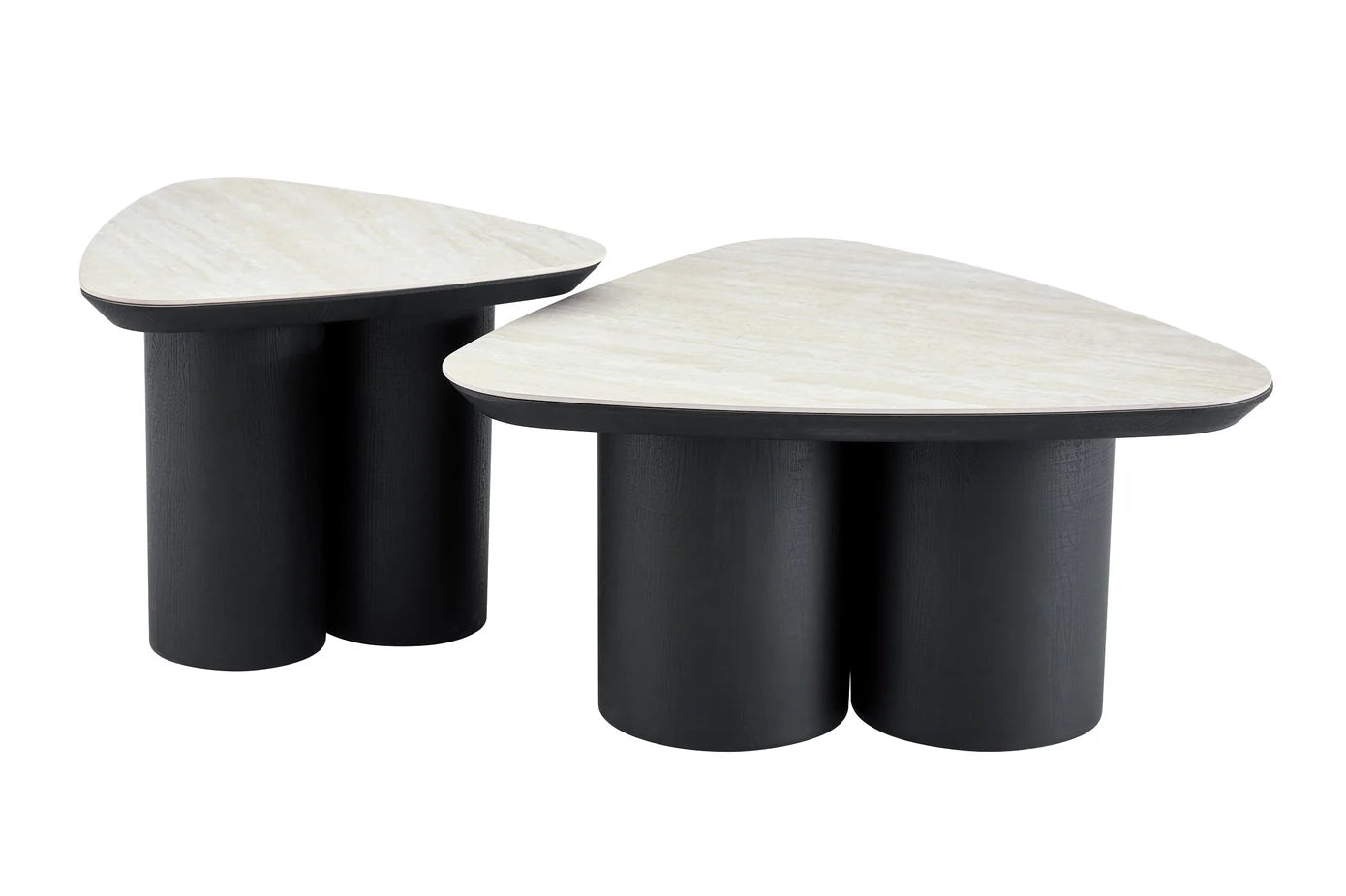 2-in-1 Couchtisch-Set RIMOGNE MDF Keramik Weiß