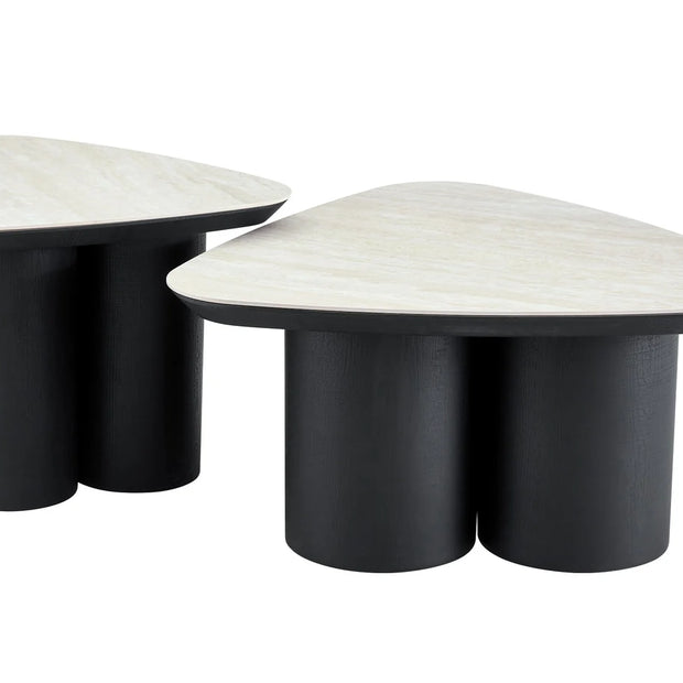 2-in-1 Couchtisch-Set RIMOGNE MDF Keramik Weiß