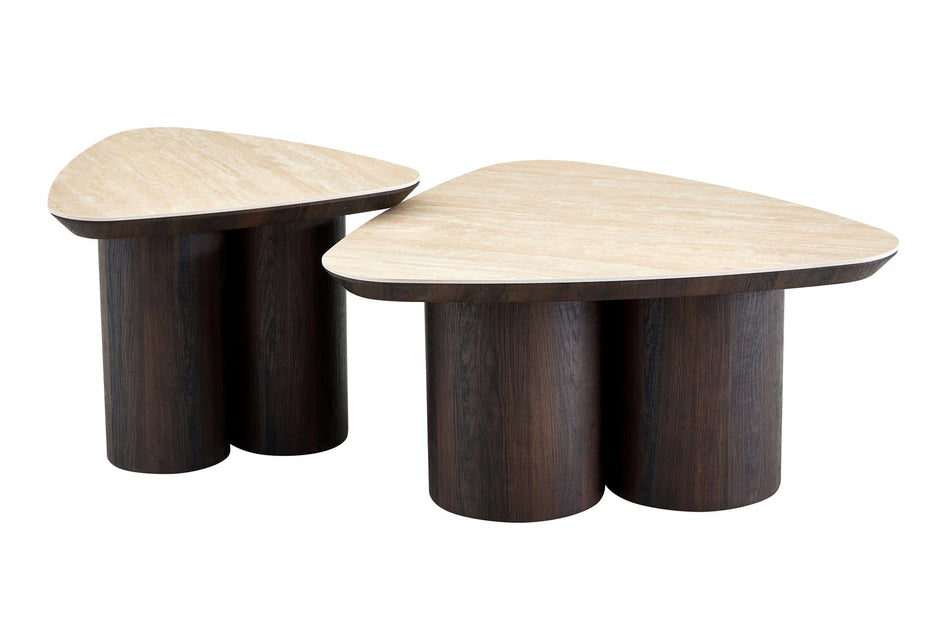 2-in-1 Couchtisch-Set RIMOGNE MDF Keramik Weiß