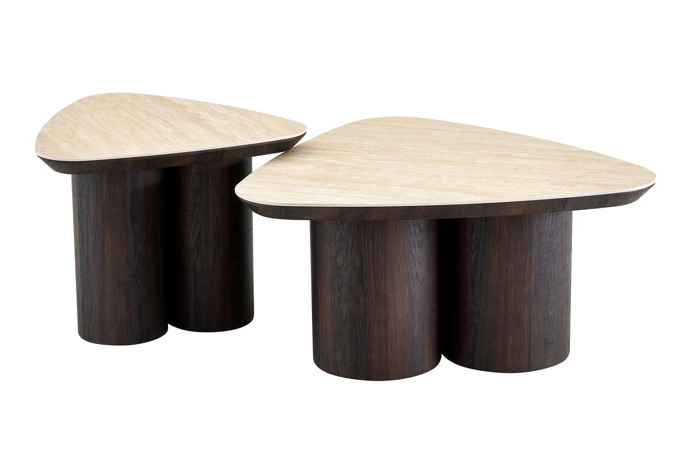 2-in-1 Couchtisch-Set RIMOGNE MDF Keramik Weiß
