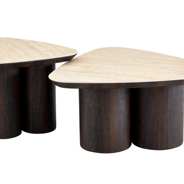 2-in-1 Couchtisch-Set RIMOGNE MDF Keramik Weiß