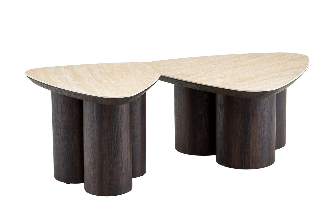 2-in-1 Couchtisch-Set RIMOGNE MDF Keramik Weiß
