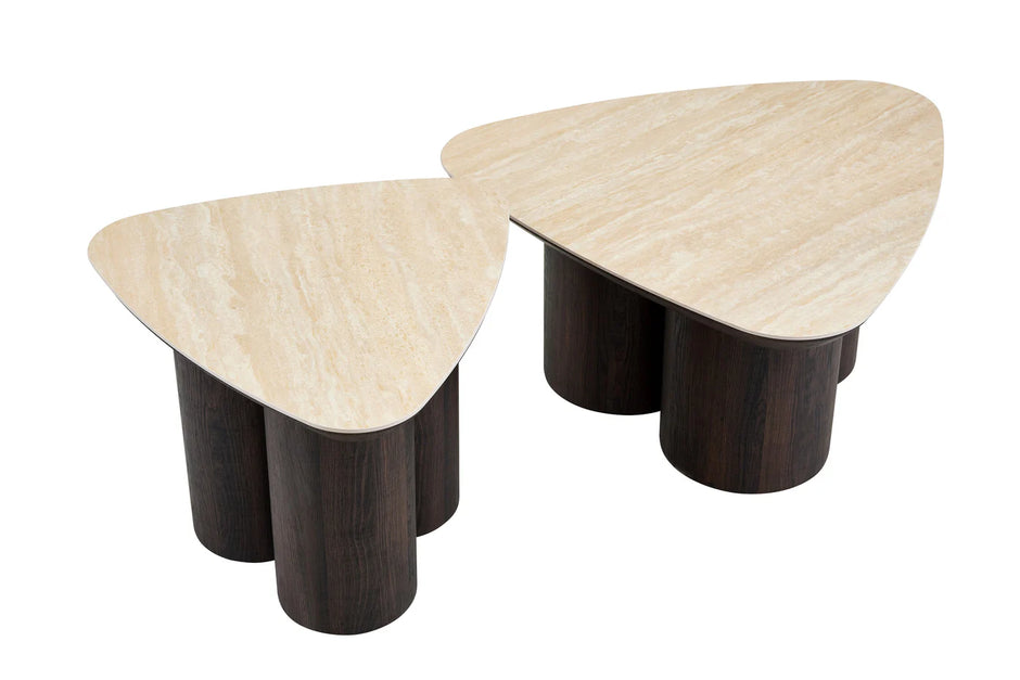 2-in-1 Couchtisch-Set RIMOGNE MDF Keramik Weiß