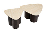 2-in-1 Couchtisch-Set RIMOGNE MDF Keramik Weiß