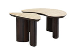 2IN1 Couchtisch-Set CHERON Keramik Travetin Optik