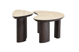 2IN1 Couchtisch-Set CHERON Keramik Travetin Optik