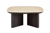 Japandi Couchtisch Torino Travertin Walnuss 90 × 90