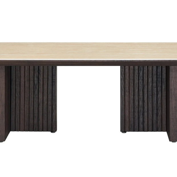 Japandi Couchtisch Marbella Travertin Walnuss 130 cm