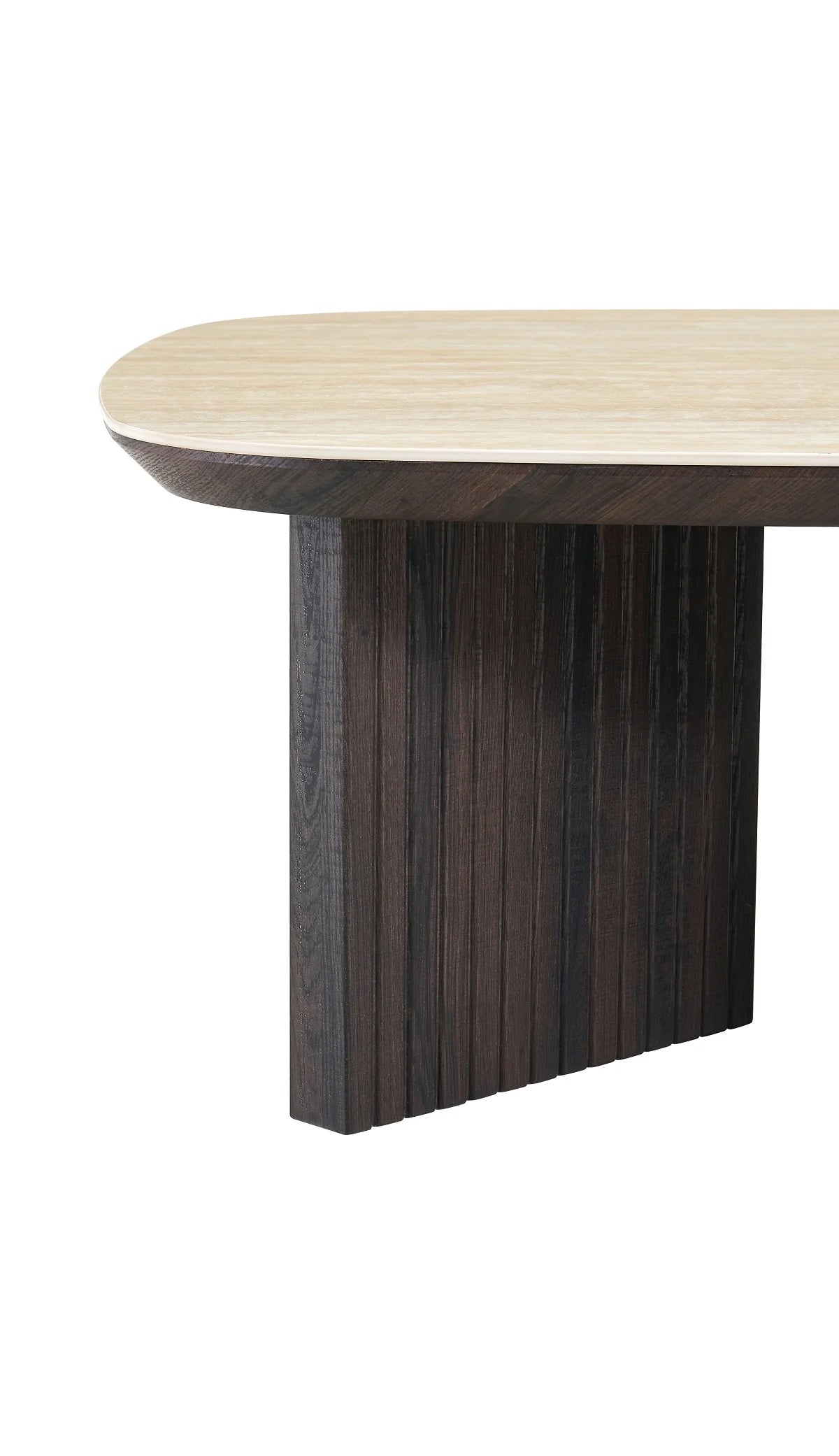 Japandi Couchtisch Torino Travertin Walnuss 90 × 90
