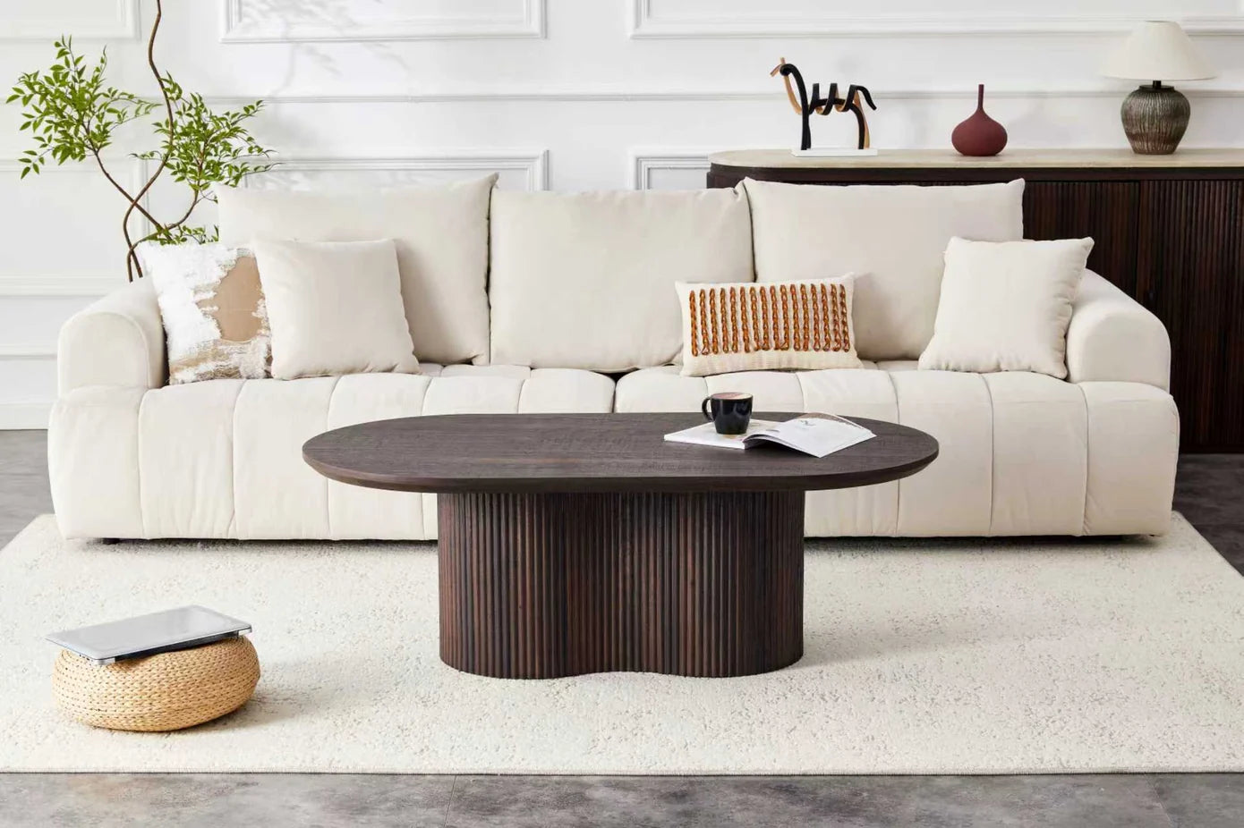 Japandi Couchtisch Duno Walnuss 130 cm
