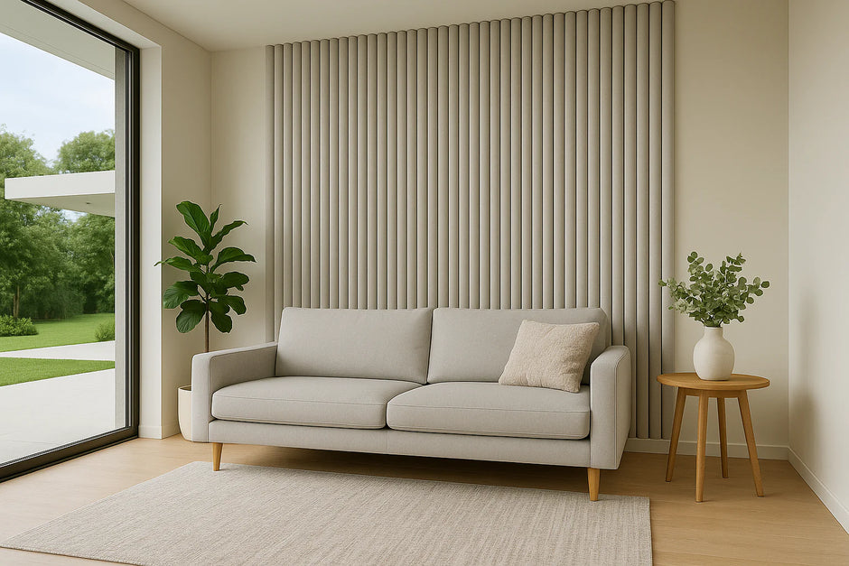 Wildleder Paneele Japandi Beige 280x60 cm  Akustik Wandpaneele