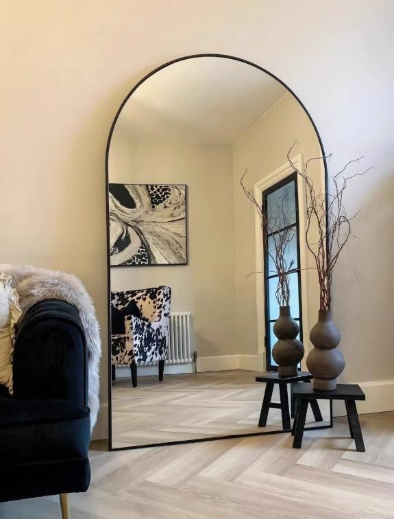 Großer Standspiegel Oval 180x80 cm Schwarz