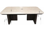 Japandi Couchtisch Marbella Travertin Walnuss 130 cm
