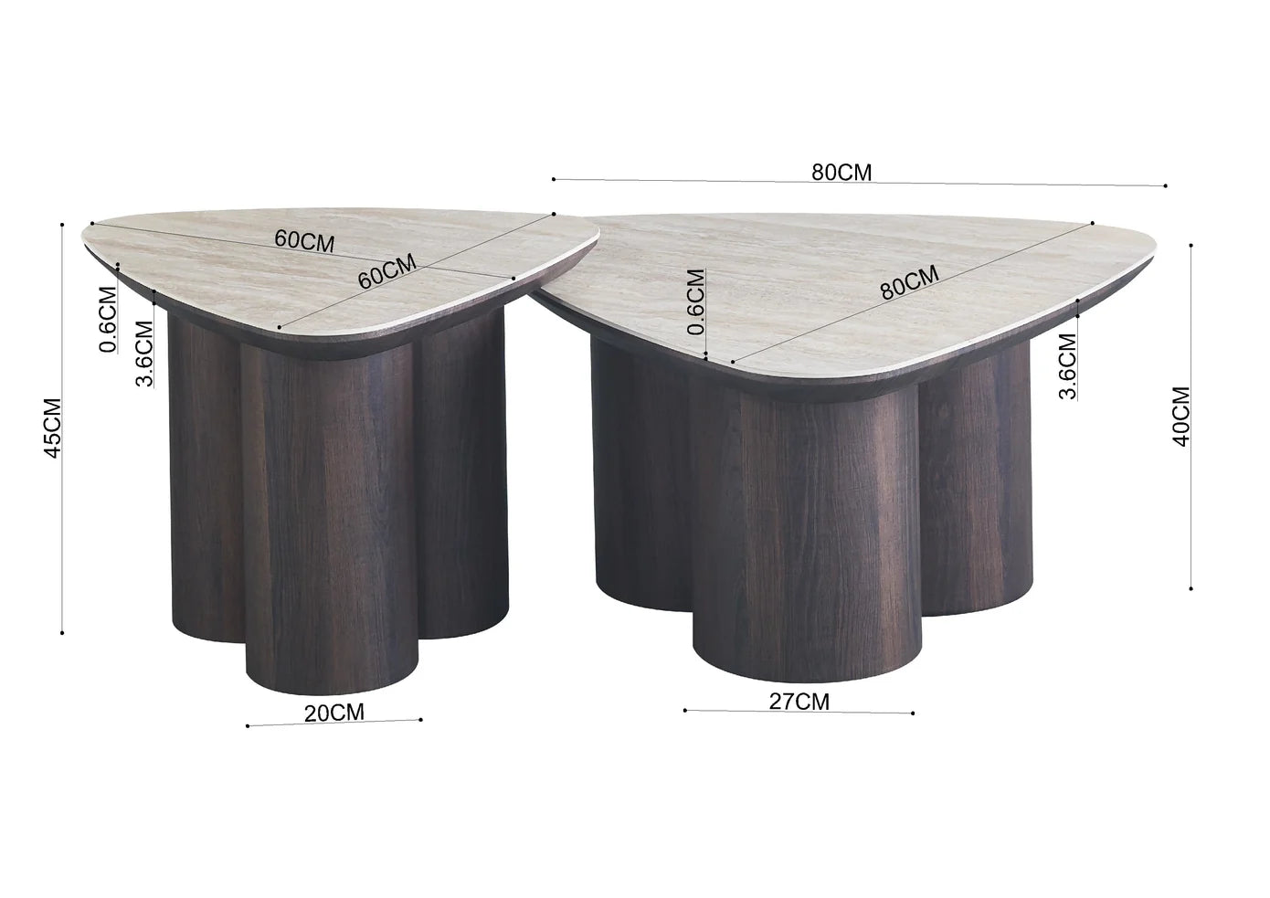 2-in-1 Couchtisch-Set RIMOGNE MDF Keramik Weiß