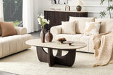 Japandi Couchtisch Torino Travertin Walnuss