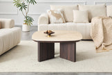 Japandi Couchtisch Torino Travertin Walnuss 90 × 90