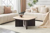 Japandi Couchtisch Torino Travertin Walnuss 90 × 90