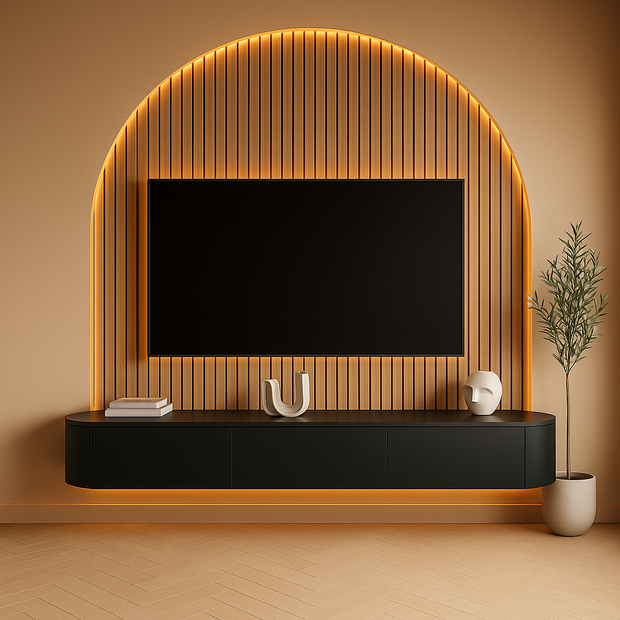 Curved Sideboard Anthrazitschwarz