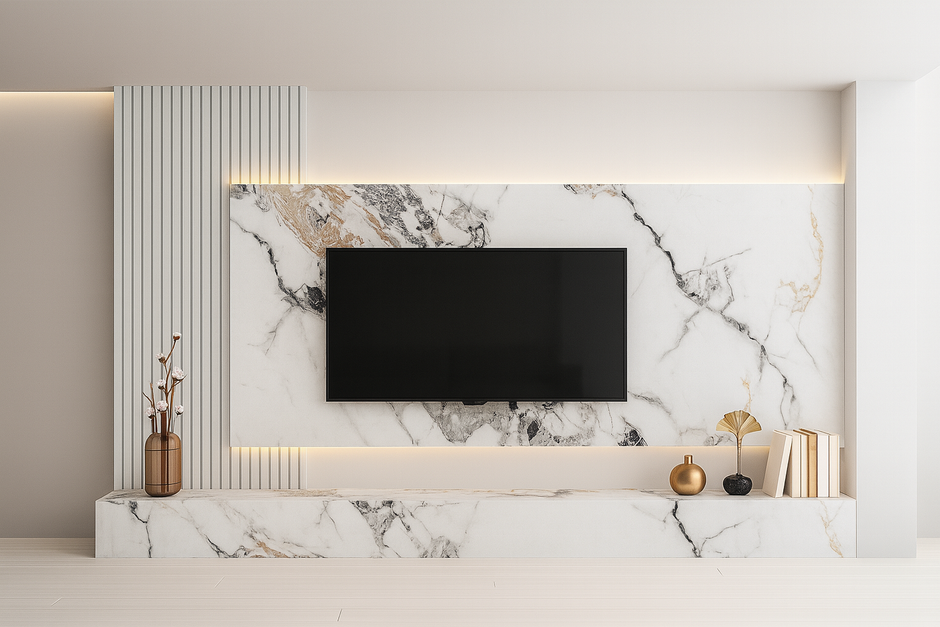 PVC Marmorplatte Hochglanz Carrivo White 250x122x0,3cm