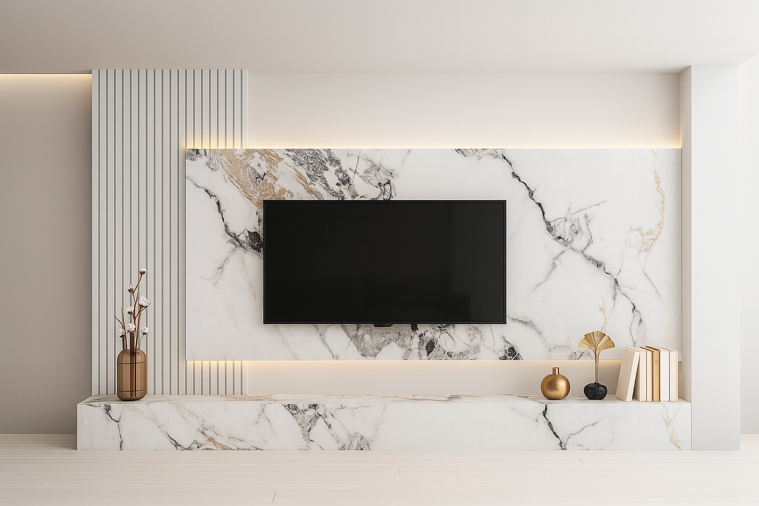 PVC Marmorplatte Hochglanz Carrivo White 250x122x0,3cm