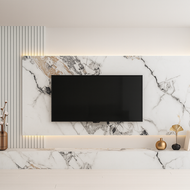 PVC Marmorplatte Hochglanz Carrivo White 250x122x0,3cm