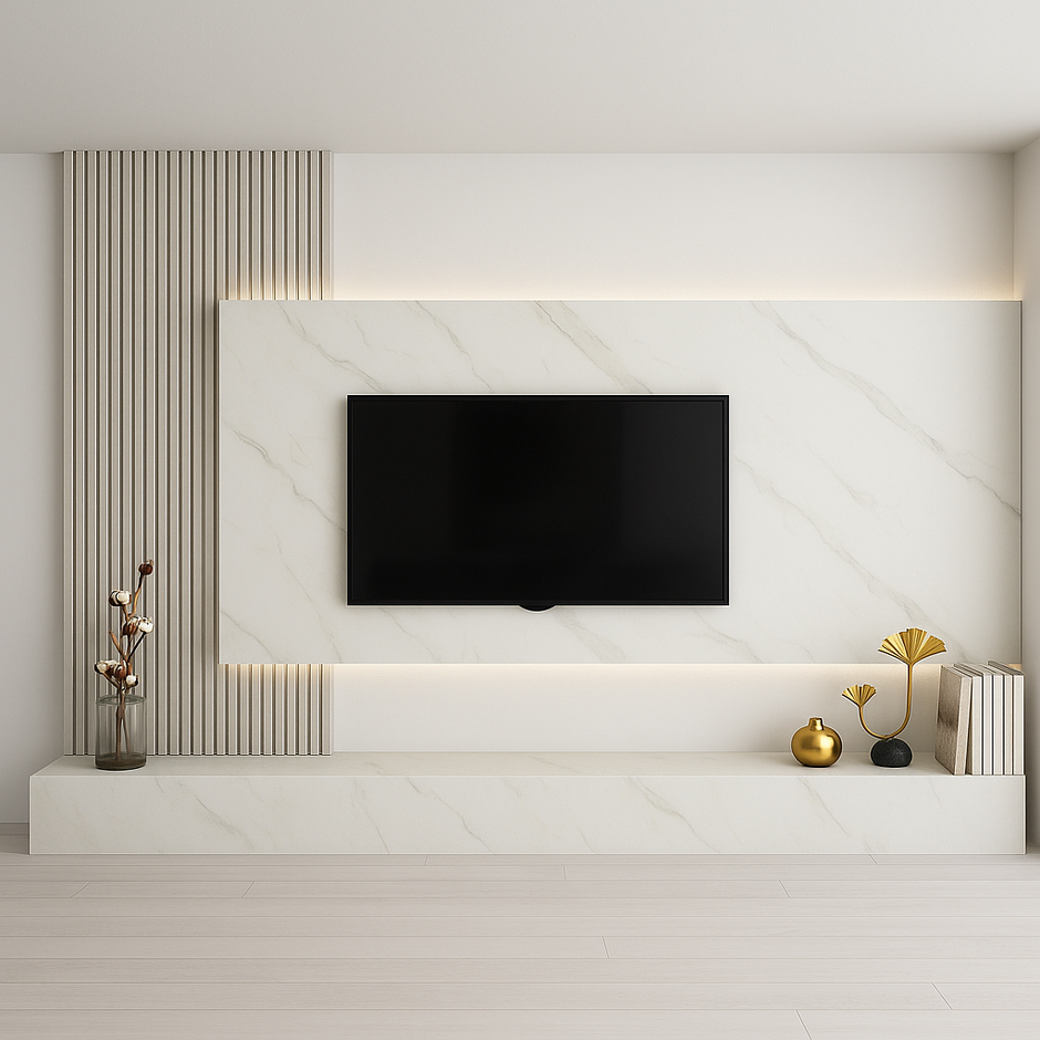 Classic PVC Marmorplatte Hochglanz Weiß Bianco 260x122x0,2cm