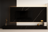 PVC Marmorplatte Hochglanz Schwarz 250x122x0,3cm