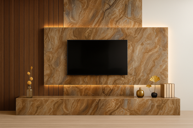 PVC Marmorplatte Hochglanz Brown Rock 250x122x0,3cm