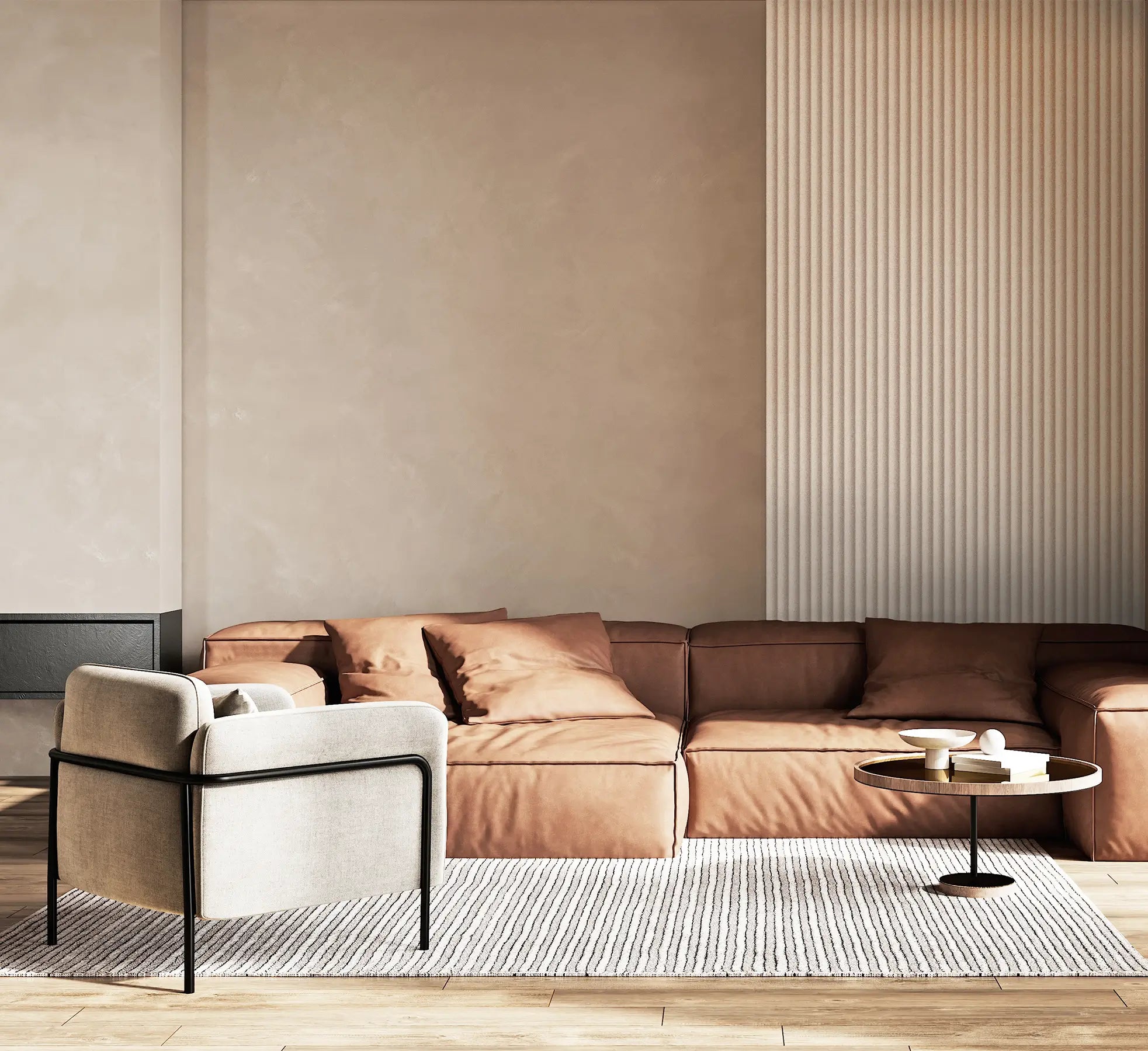 Wave Paneele helles Beige 270x25 cm Wandpaneele