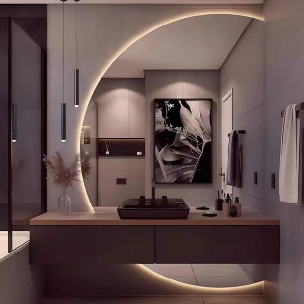 Halbmond Spiegel 160 × 100 cm mit LED Beleuchtung