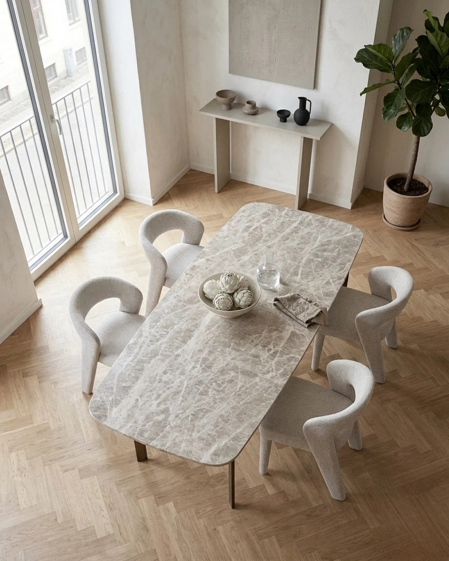 Anduz Bouclé Stone Stuhl