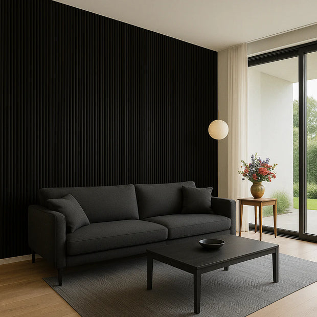Wildleder Paneele Japandi Schwarz 280x60 cm  Akustik Wandpaneele