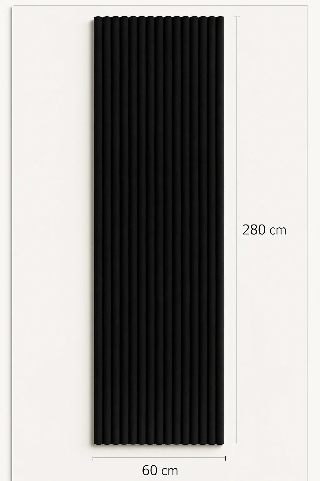 Wildleder Paneele Japandi Schwarz 280x60 cm  Akustik Wandpaneele