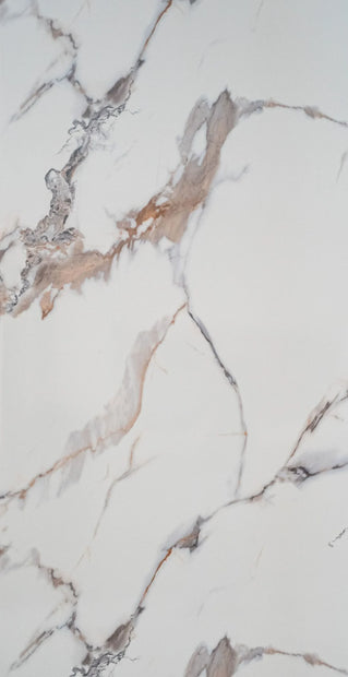 PVC Marmorplatte Hochglanz Weiß Calacata  250x122x0,3cm